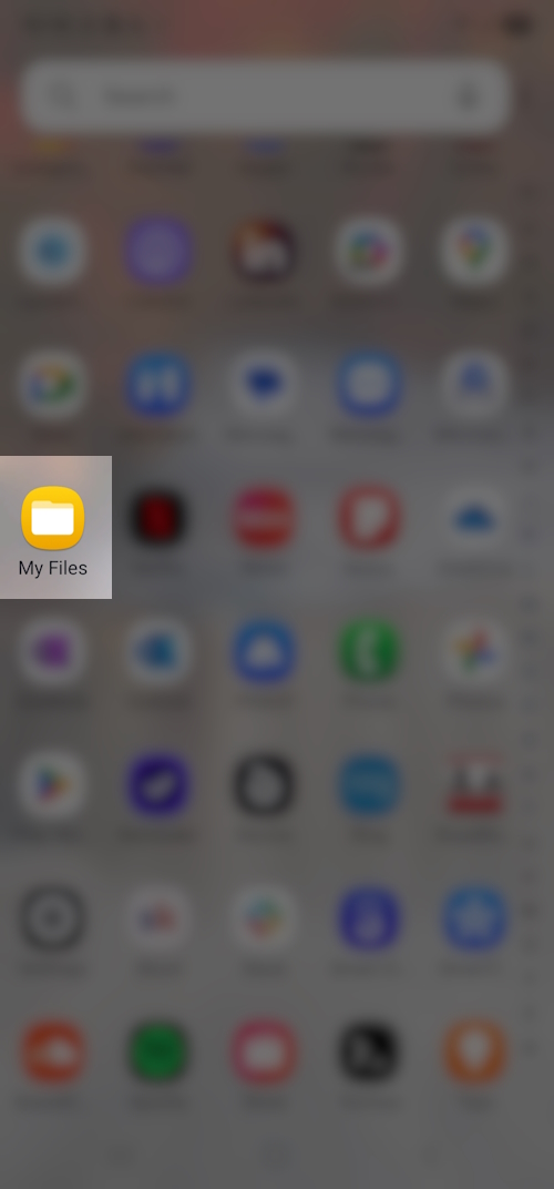 Android apps grid highlighting My Files